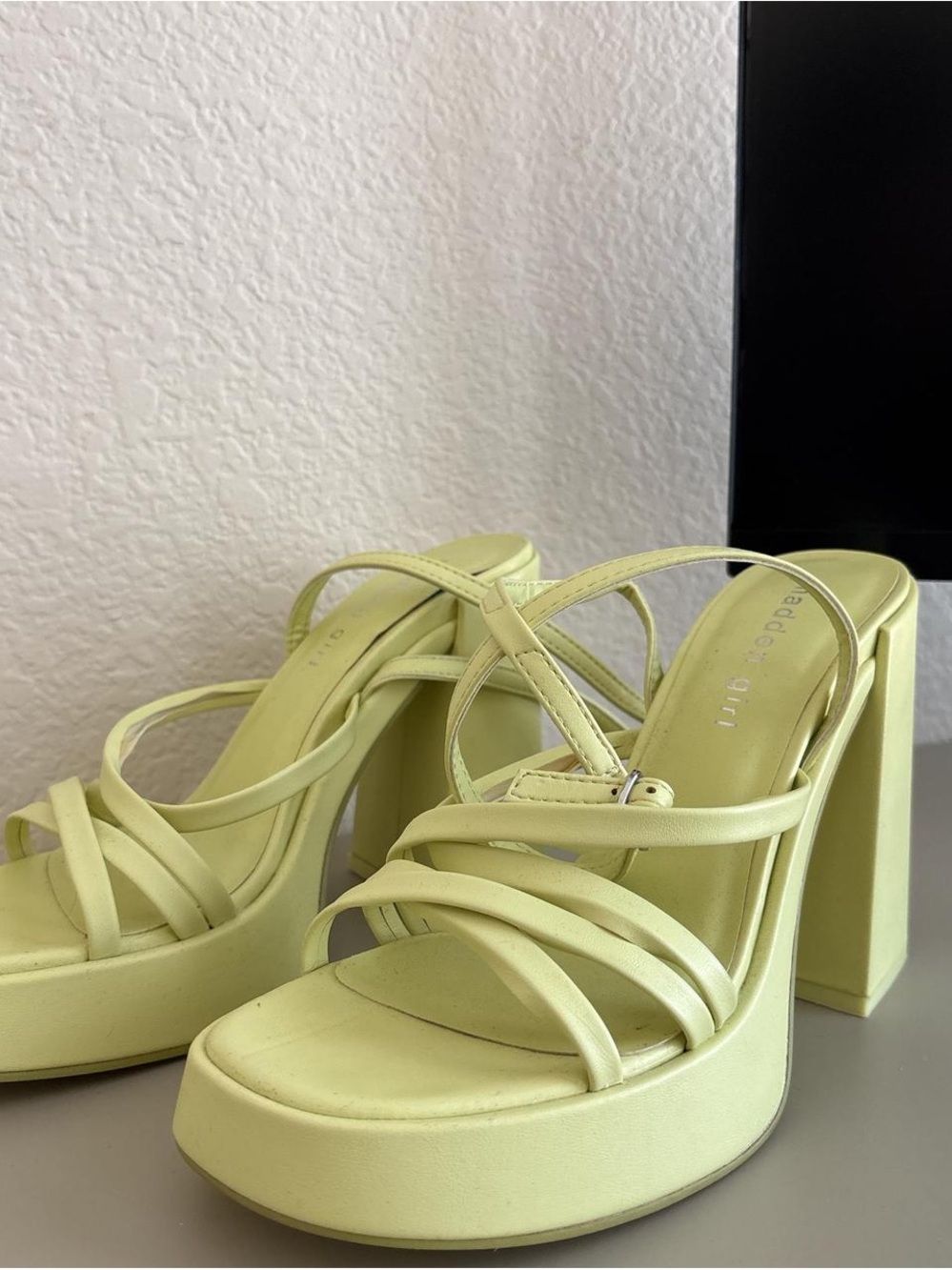 Madden Girl Women’s yellow and green heels